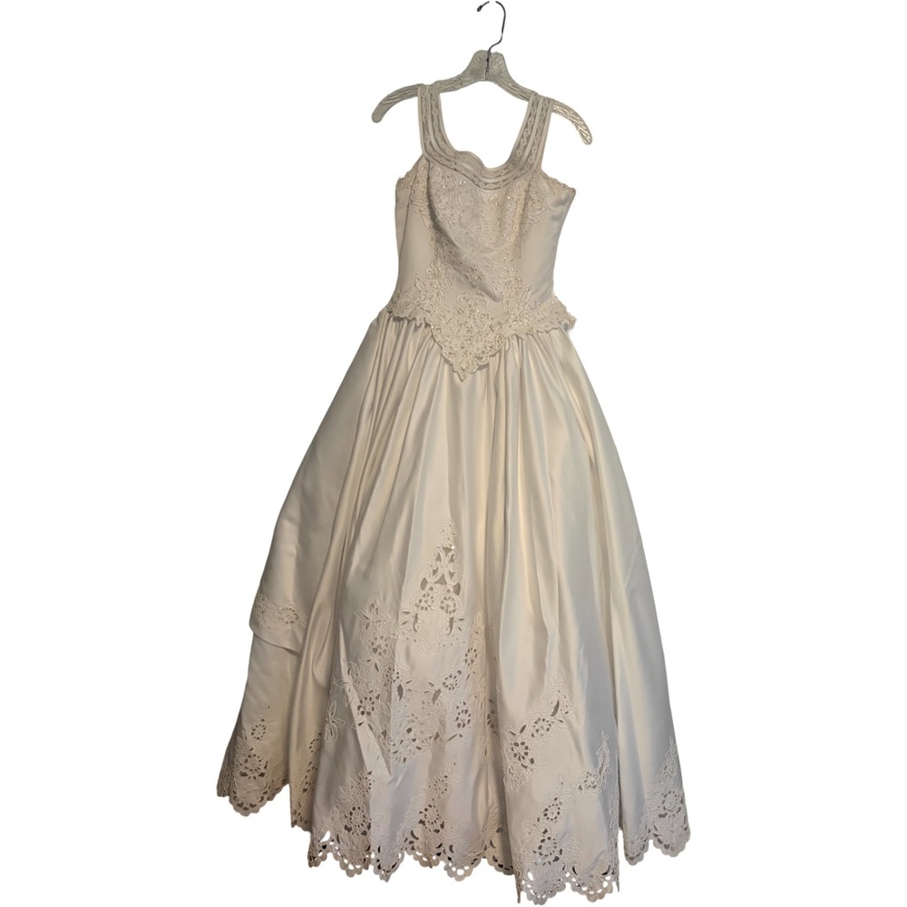 Ivory Lace-Trimmed Debutante Gown